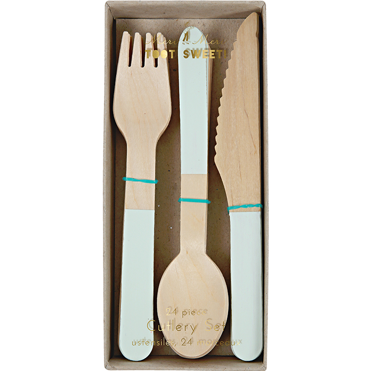 Assorted Mint Wooden Cutlery Set