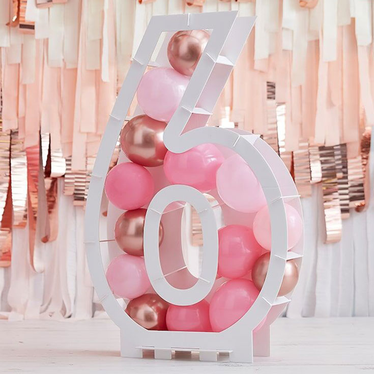 Balloon Mosaic Number  "6" Stand 