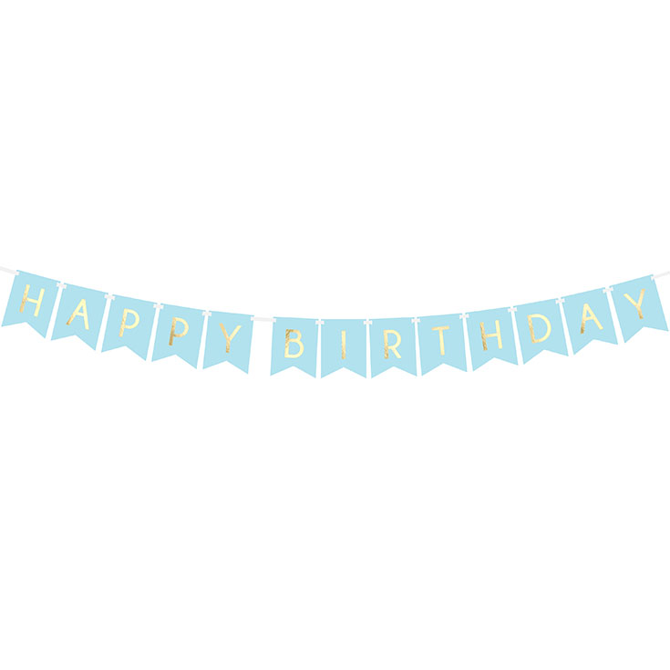 Blaue Happy Birthday Wimpelkette