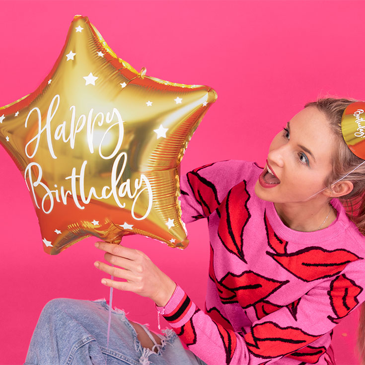 Gold "Happy Birthday" Star Foil Balloon