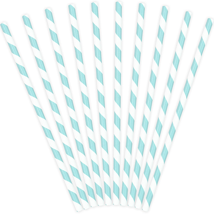 Drinking Straws - Pastel Blue and White