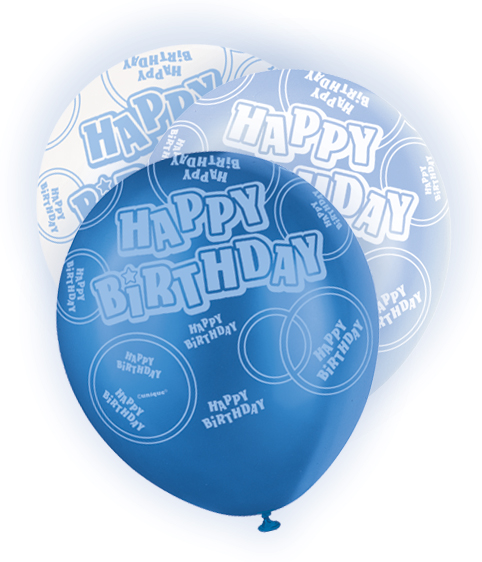 6 Blue Glitz  Balloons