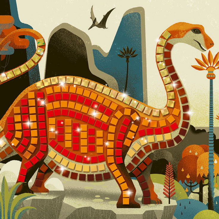 2 DIY Dinosaurier Mosaike
