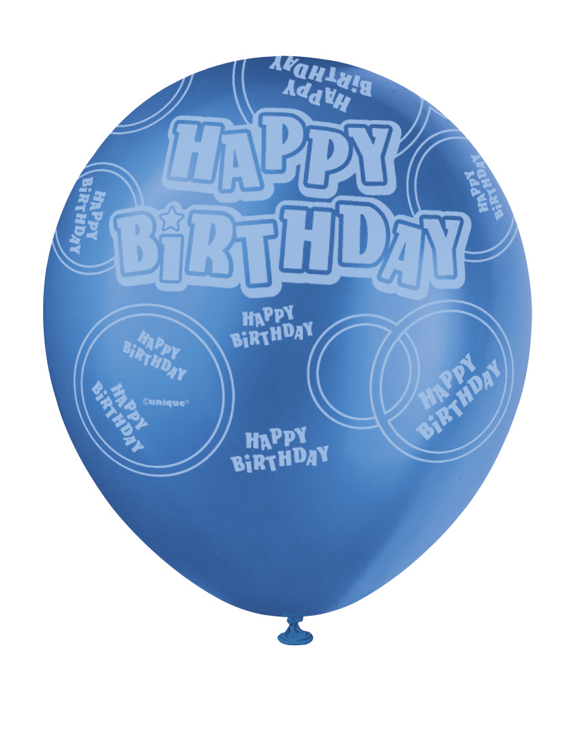 6 Blue Glitz  Balloons