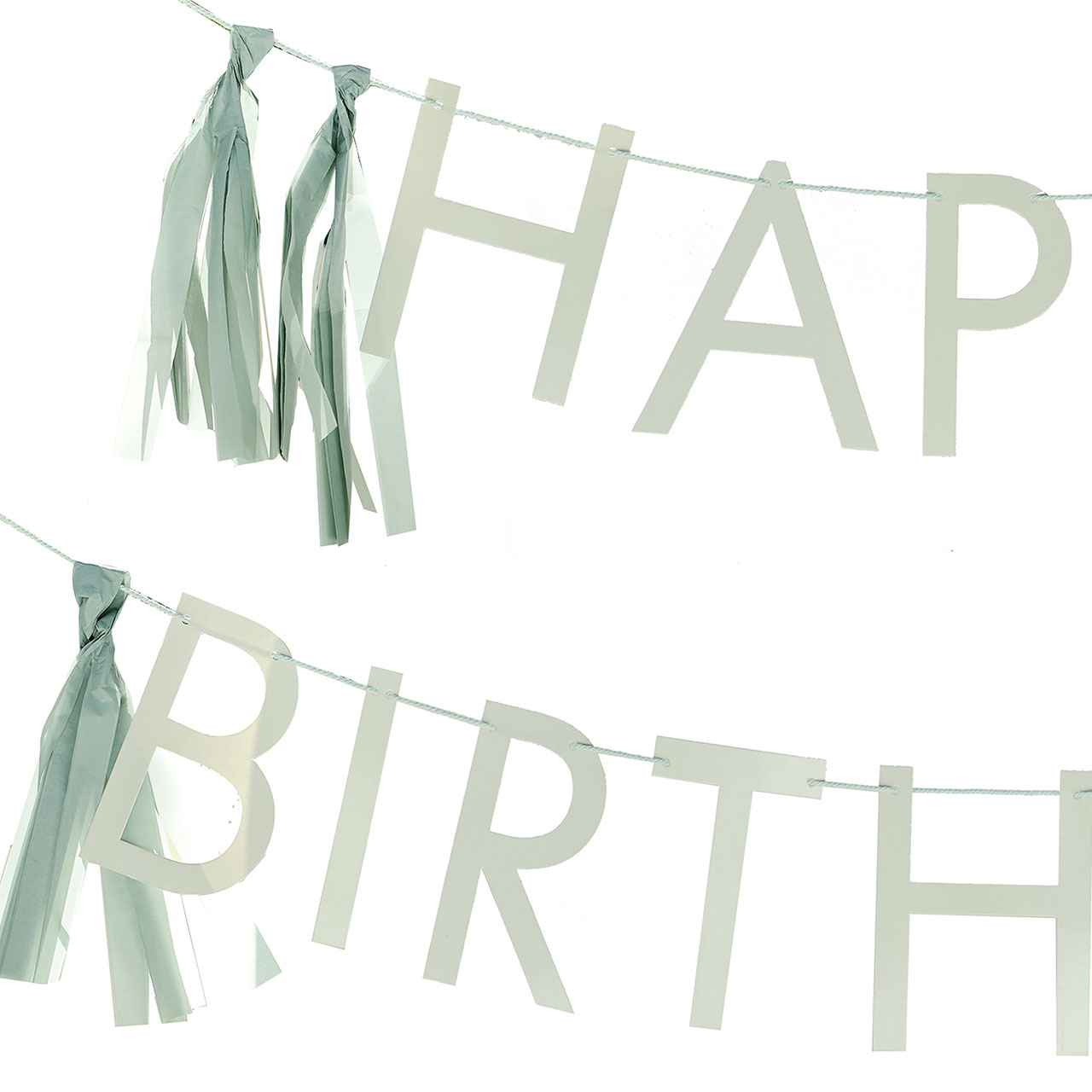 Buchstabenkette - Happy Birthday Salbeigrün