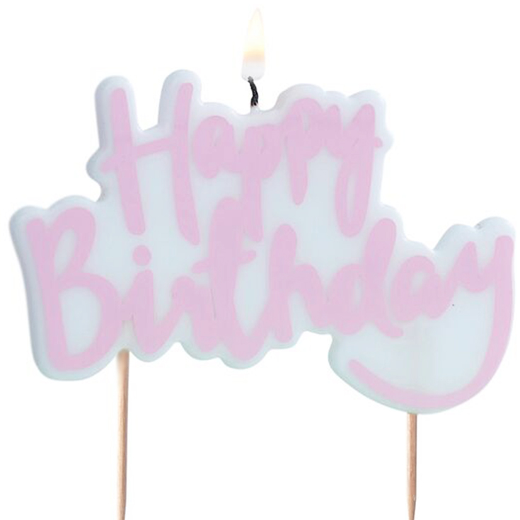 Pastel Pink Happy Birthday Candle