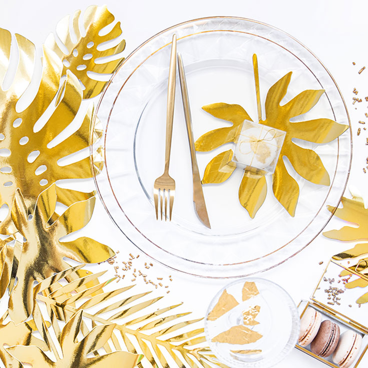 21 Gold Tropical Leaf Cutouts