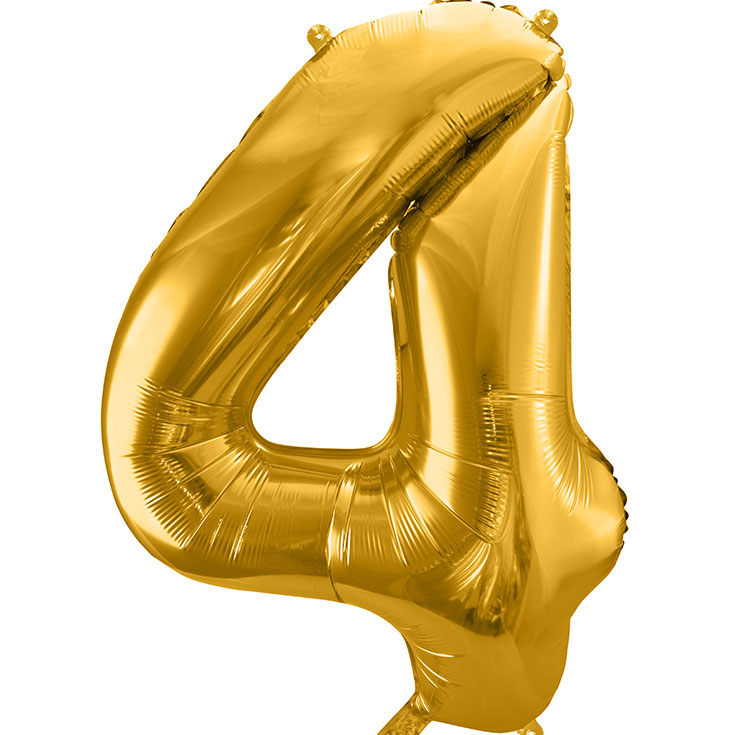 Foil Balloon Number 4 - Gold - 86 cm