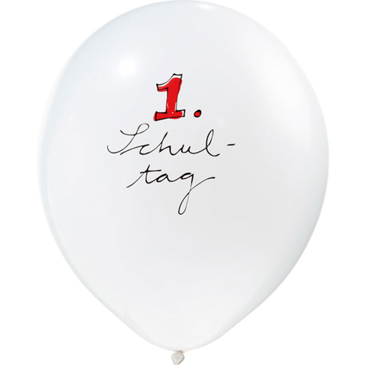5 White "1. Schultag" Balloons