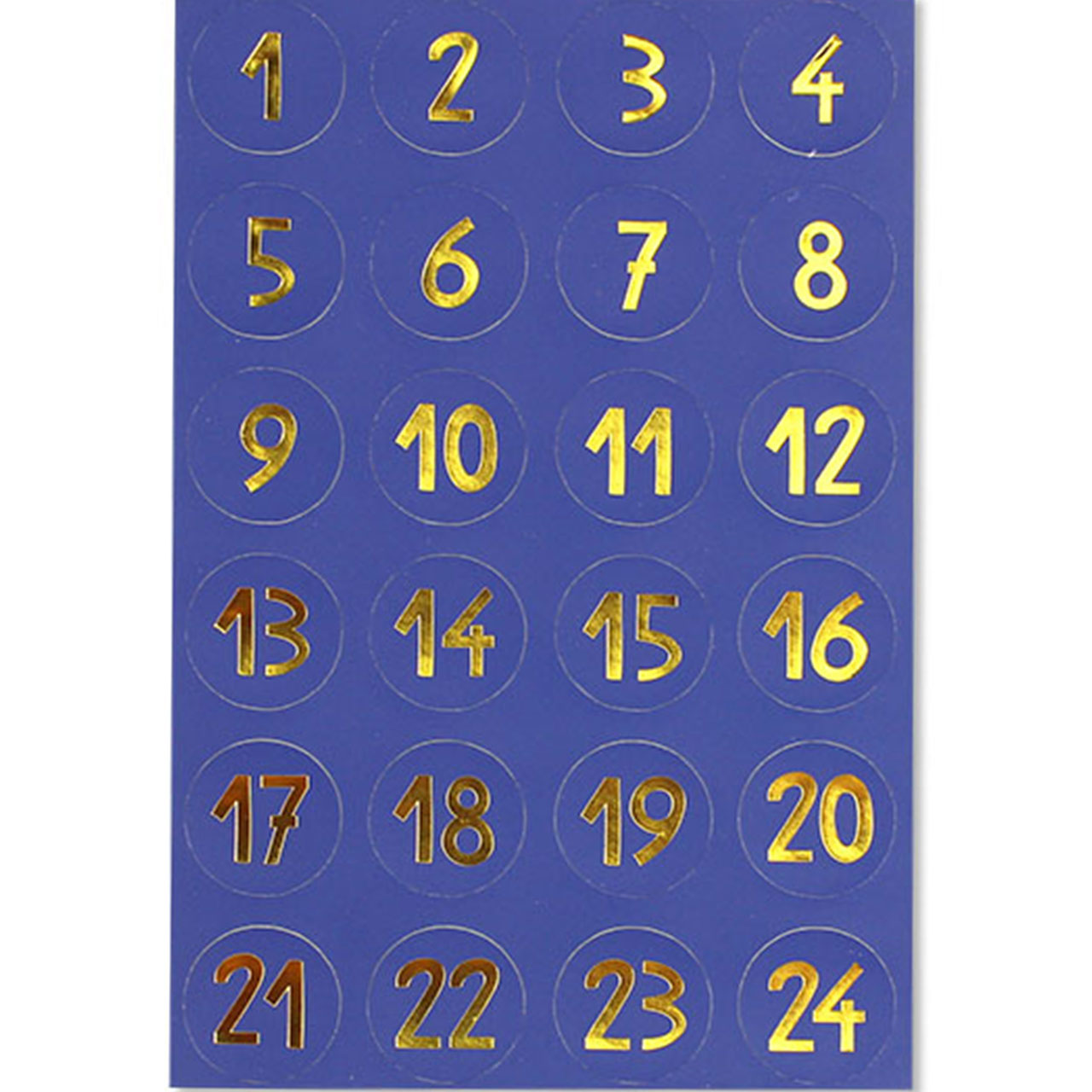 Advent Calendar Number Stickers - Blue & Gold 