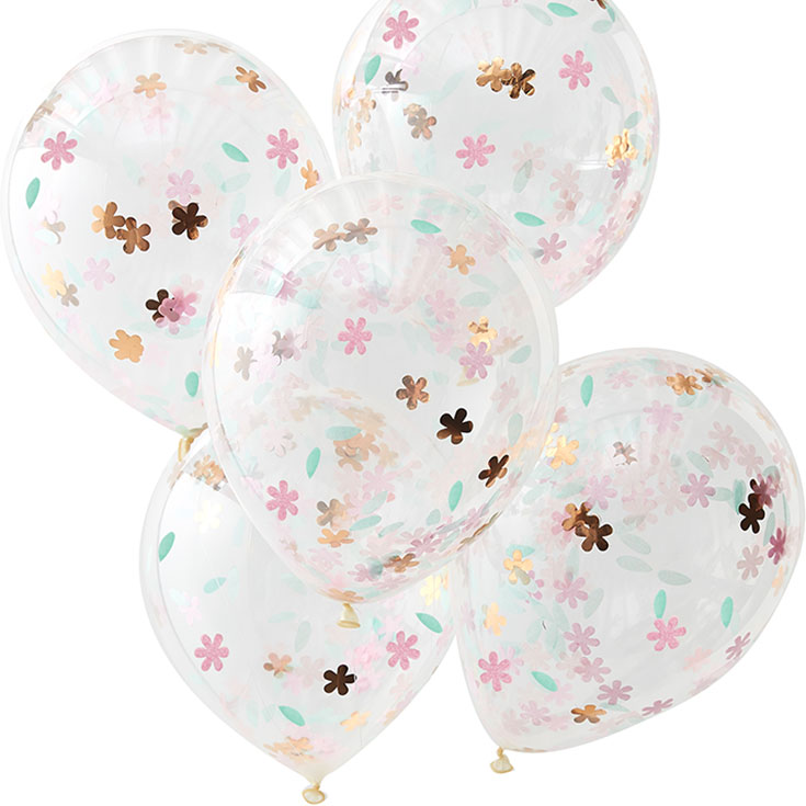 5 Blumenkonfetti Ballons