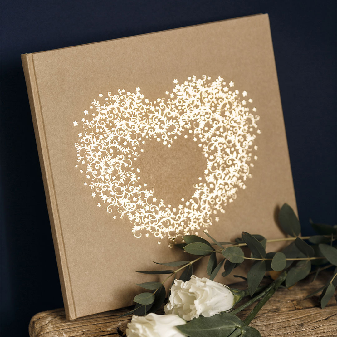  Guest Book - Gold Heart Wedding
