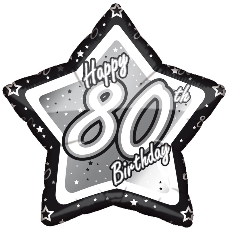 Black & Silver Foil Balloon - 80. Birthday