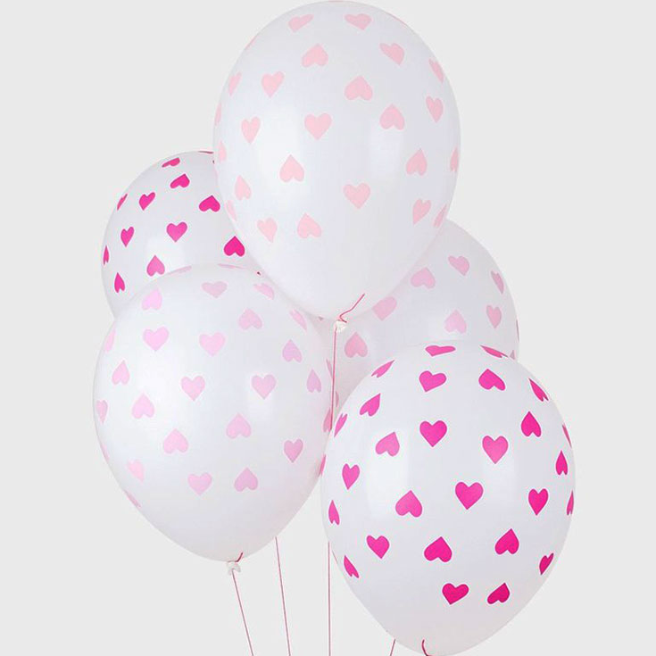 6 Ballons Rosa Herzen