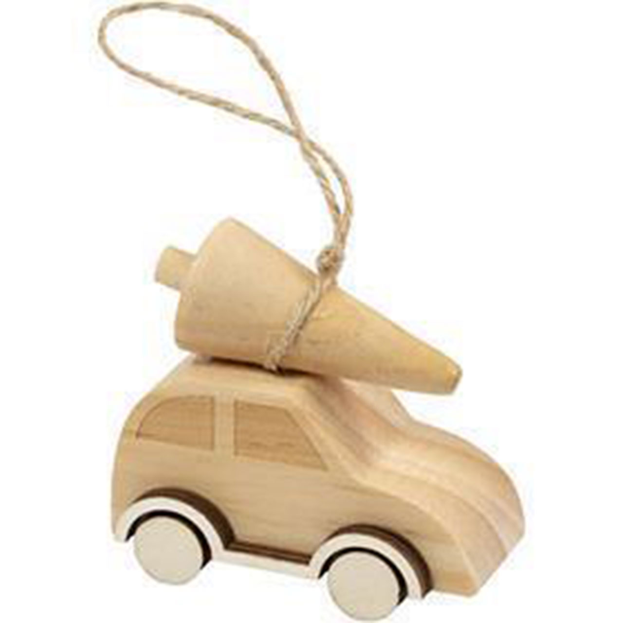 Holzauto mit Weihnachtsbaum