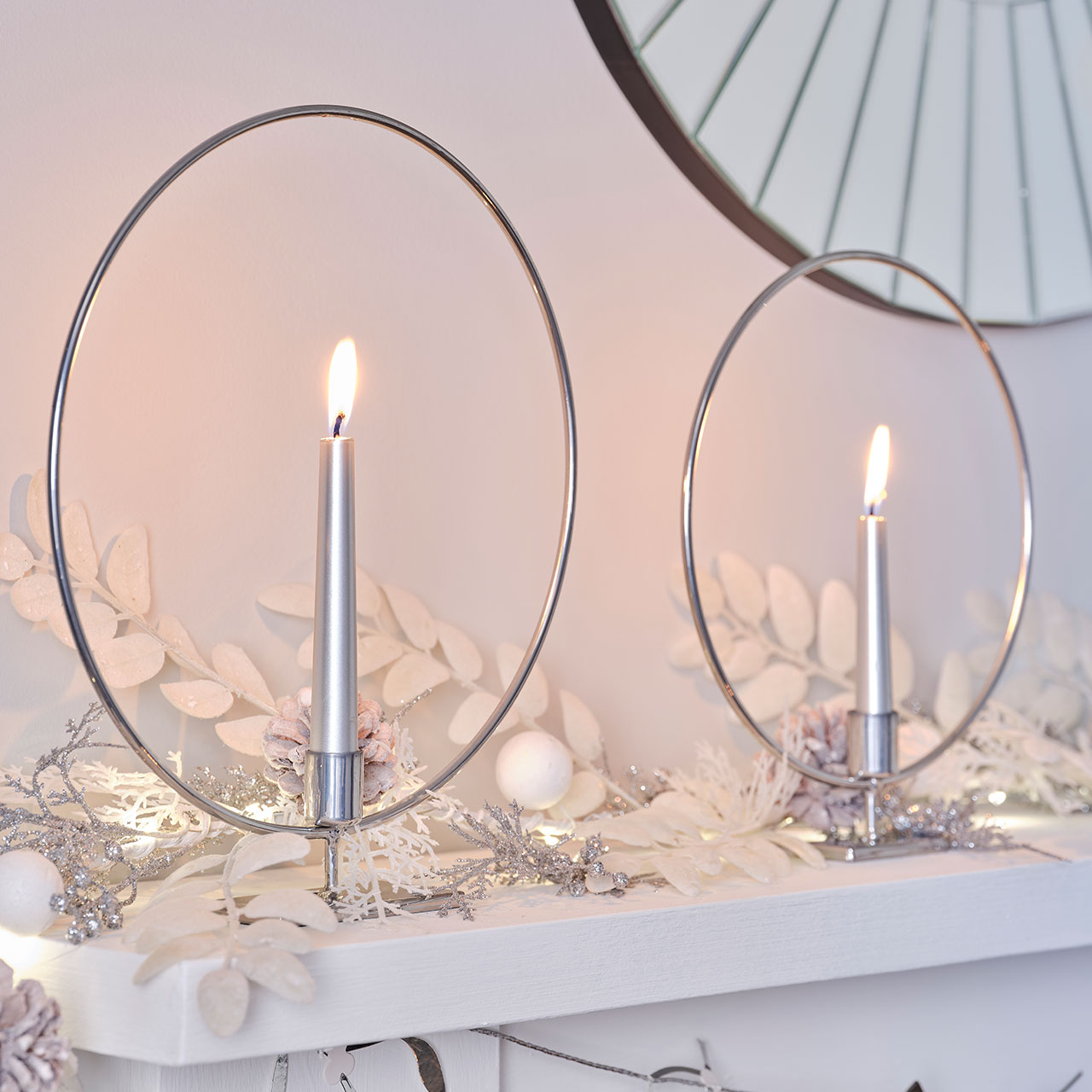 Candle Holders - Circular Silver