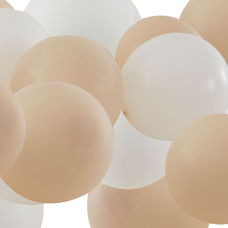 40 Mini Ballons Nude & Weiß