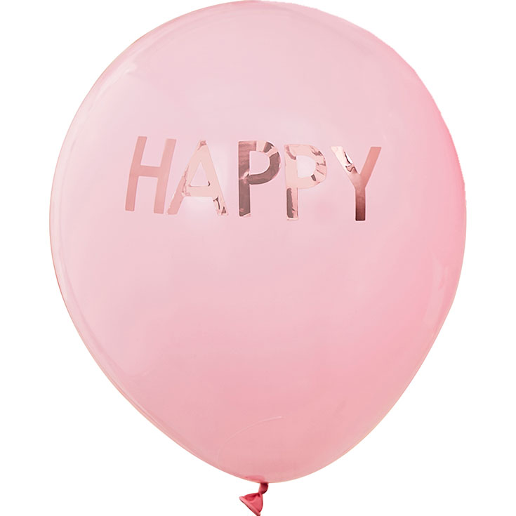 5 Pink & Rose Gold Personalised Balloons