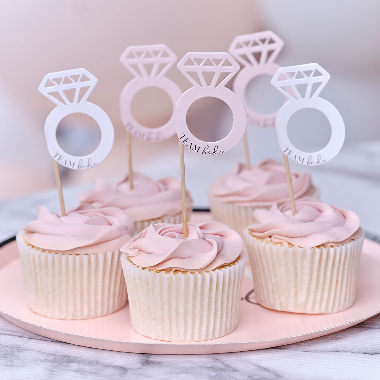 Cupcake Toppers - Pink & Black Team Bride