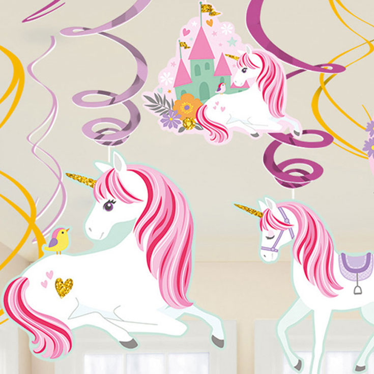 12 Magical Unicorn Swirl Decorations