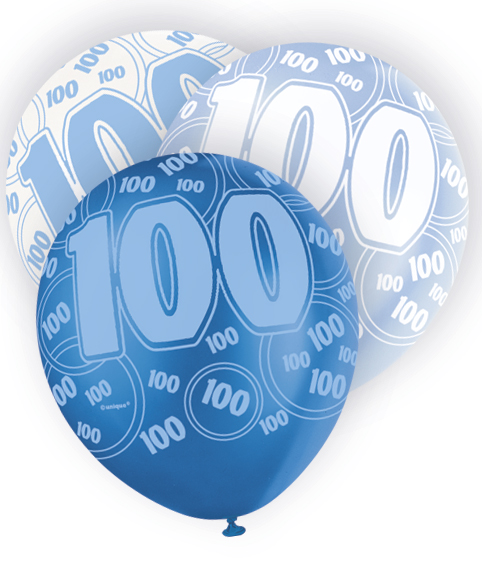 6 Blue Glitz Ballons 100