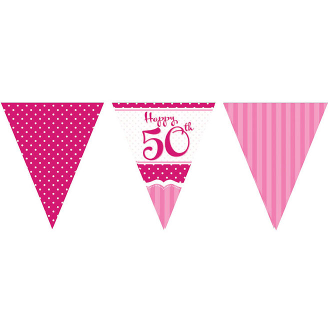 Perfectly Pink Wimpelkette "50th"