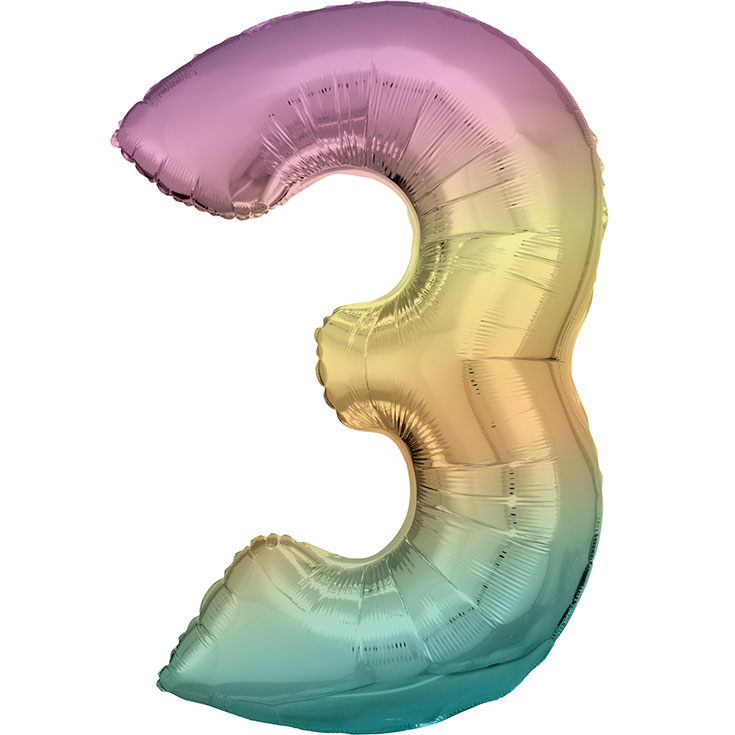 Zahlen-Folienballon 3 - Rainbow - 86 cm