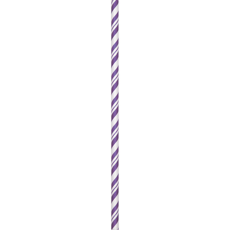 24 Amethyst Striped Flexi Straws