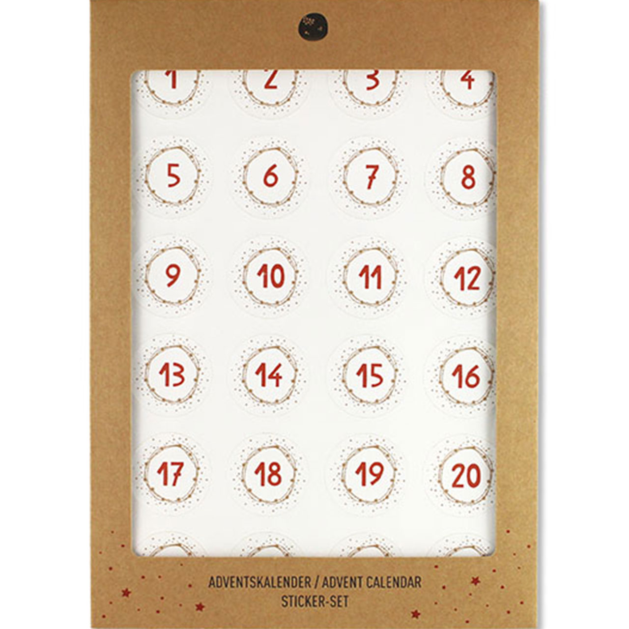 Adventkalender Zahlensticker - Gold & Rot