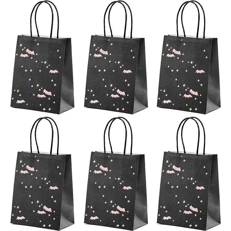 6 black Pink Halloween Gift Bags