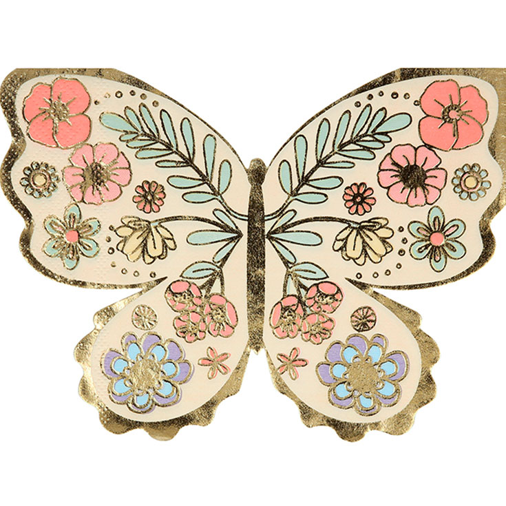 16 Servietten Floral Butterfly