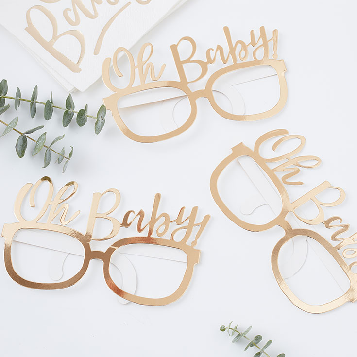 8 "Oh Baby" Paper Glasses