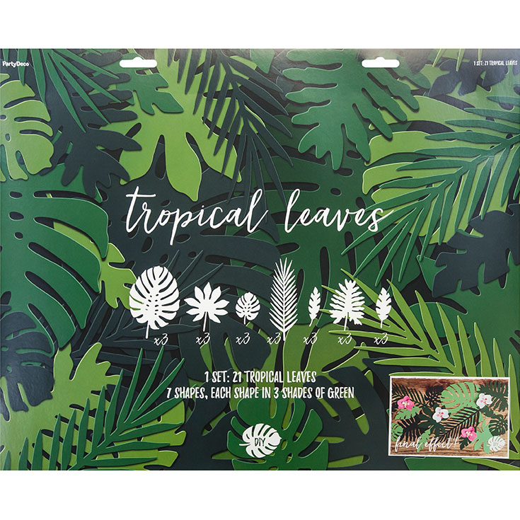21 Mixed Tropical Leaf Decorations