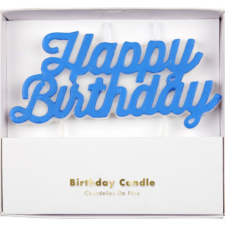 Blue "Happy Birthday" Candle