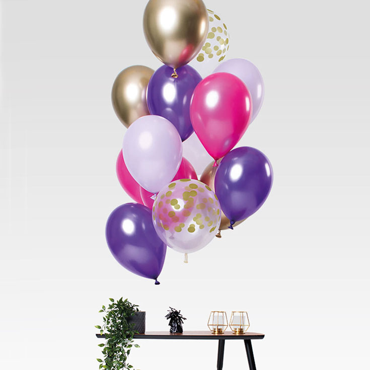 Latex Balloon - Pink, Purple & Gold 