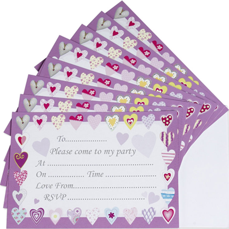 8 Einladungskarten Herzen