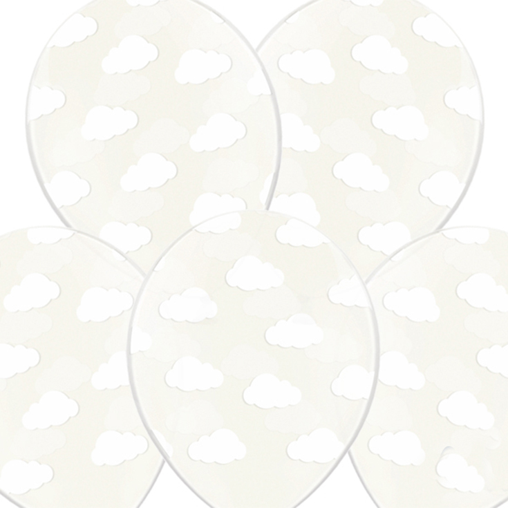 6 klare Ballons Weiße Wölkchen