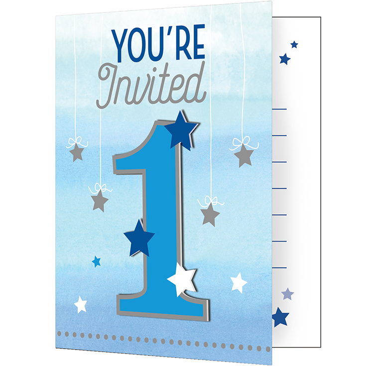 Invitations - One Little Star Blue 