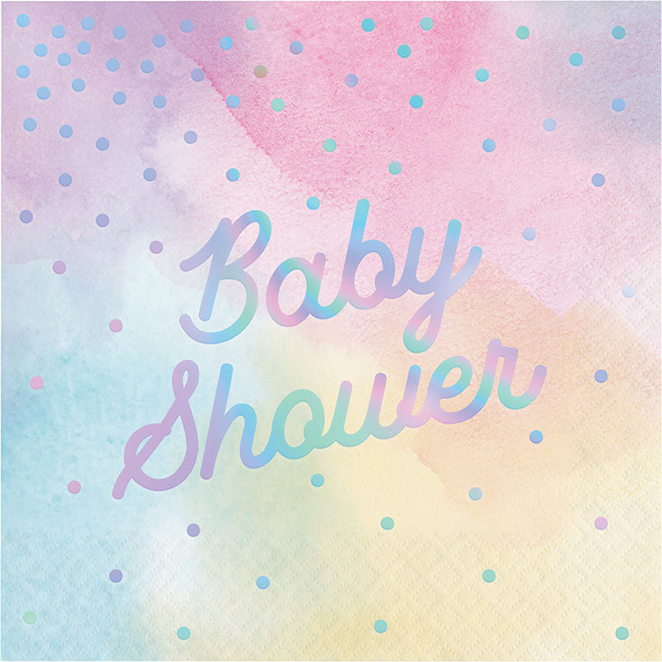 16 Iridescent Baby Shower Napkins