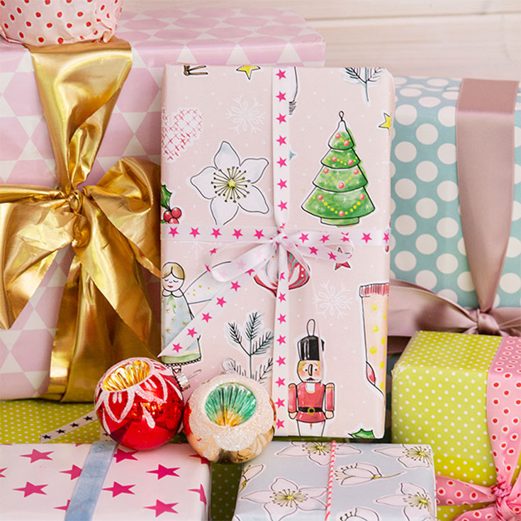 Wrapping Paper - Christmas Motif - Pink