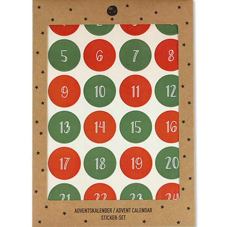 Advent Calendar Number Stickers - Red & Green 