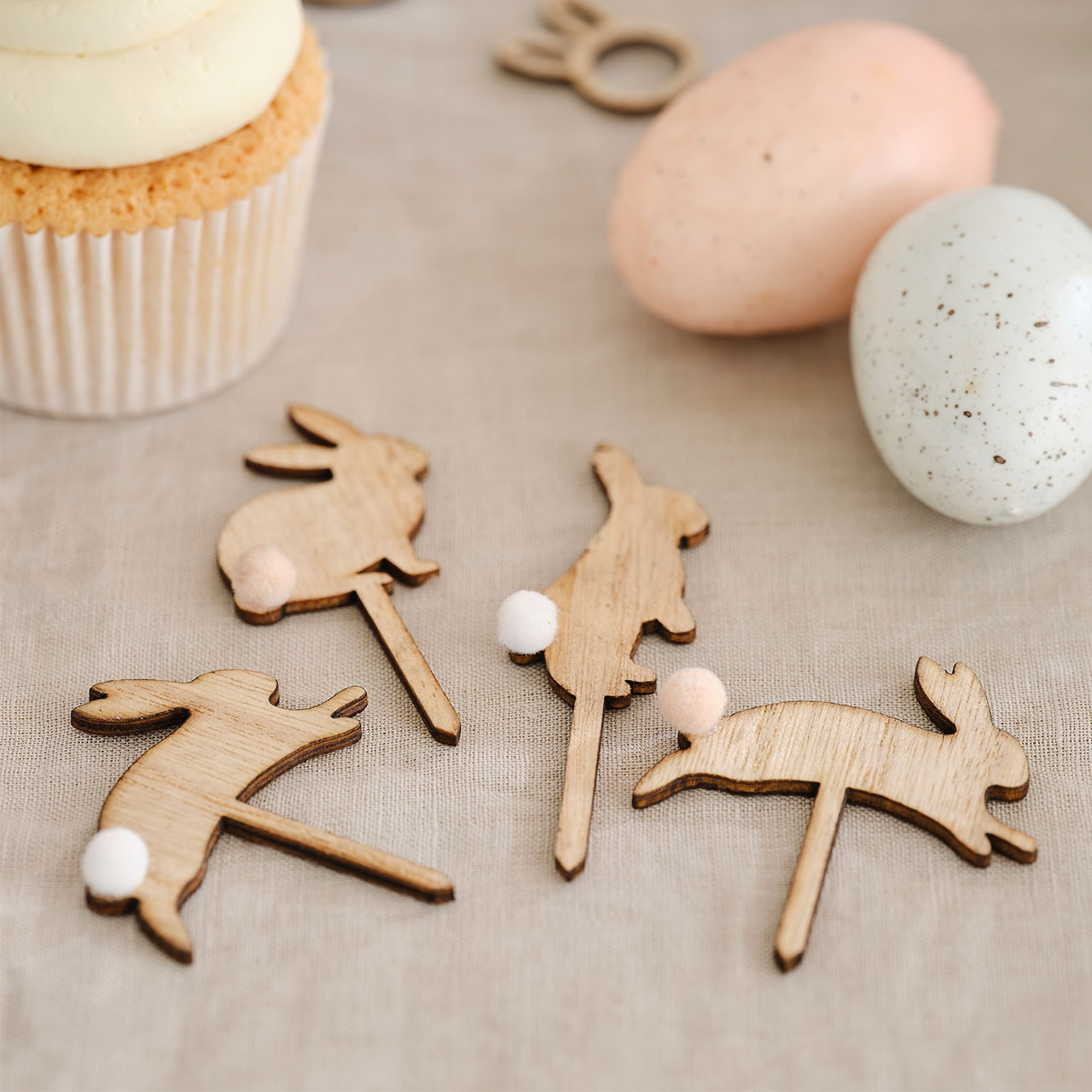 Cupcake Toppers - Wooden Bunny