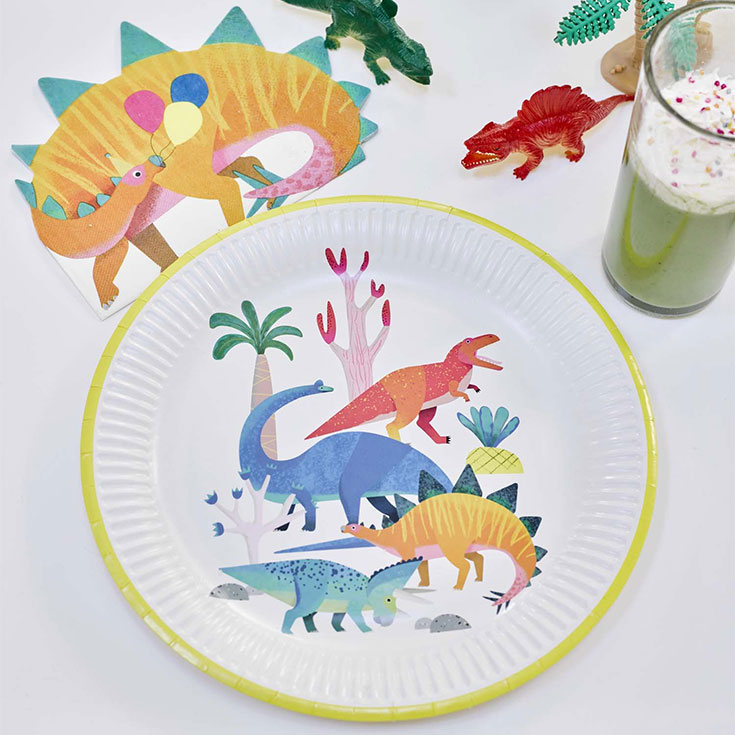 8 Party Dino Plates