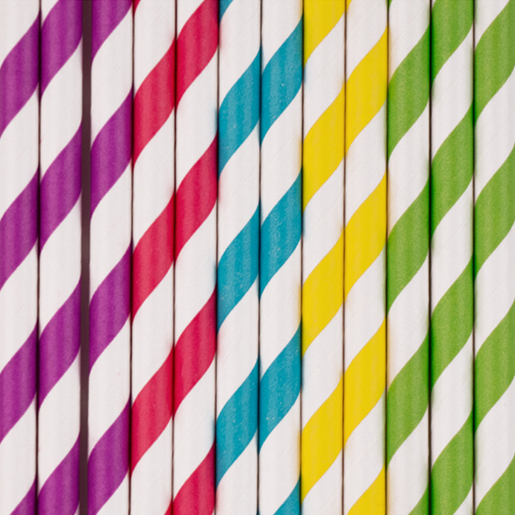 25 Multicoloured Drinking Straws