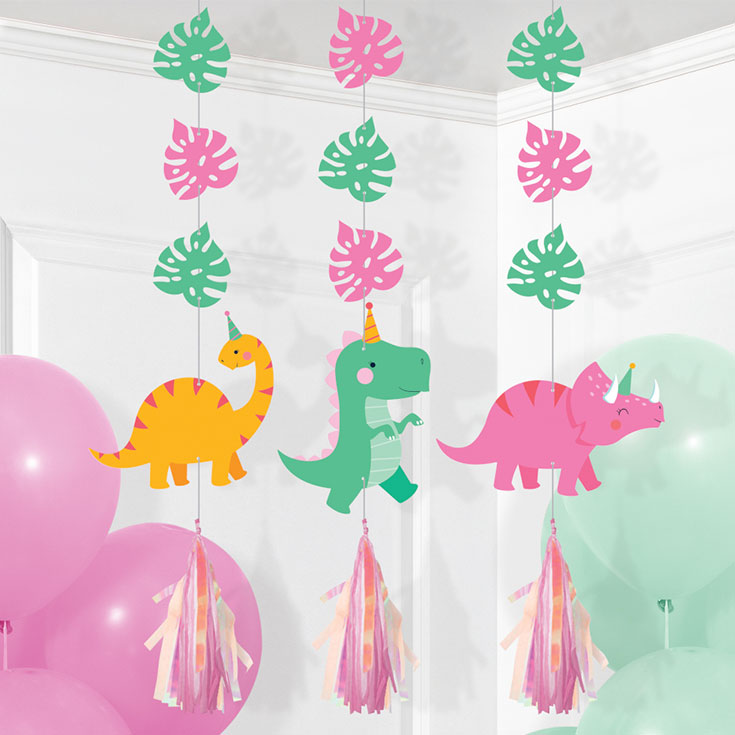 3 Party Dino Swirl Decorations