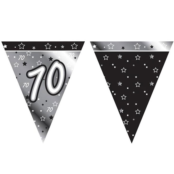 1 silberne Wimpelkette "70. Geburtstag"