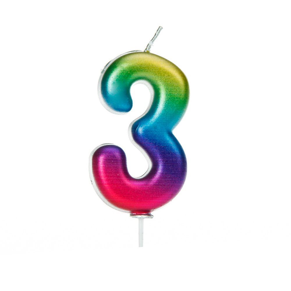 Number Candle 3 - Rainbow