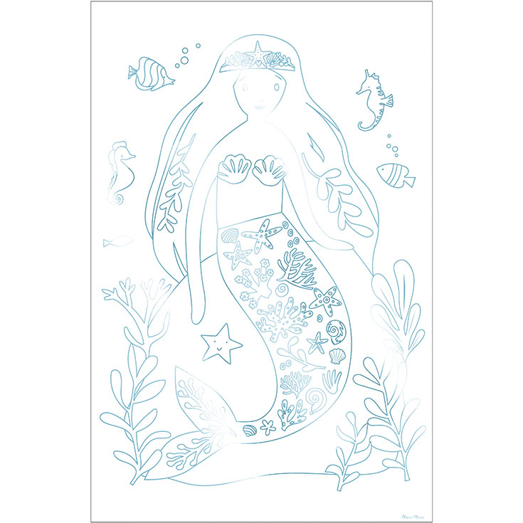 2 Meerjungfrauen XL Ausmal Poster