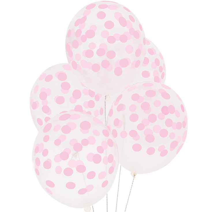 5 Pink Confetti Balloons