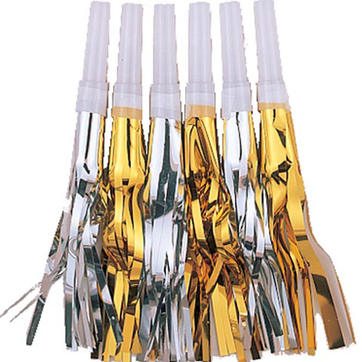 6 Gold & Silver Fringed Whistles